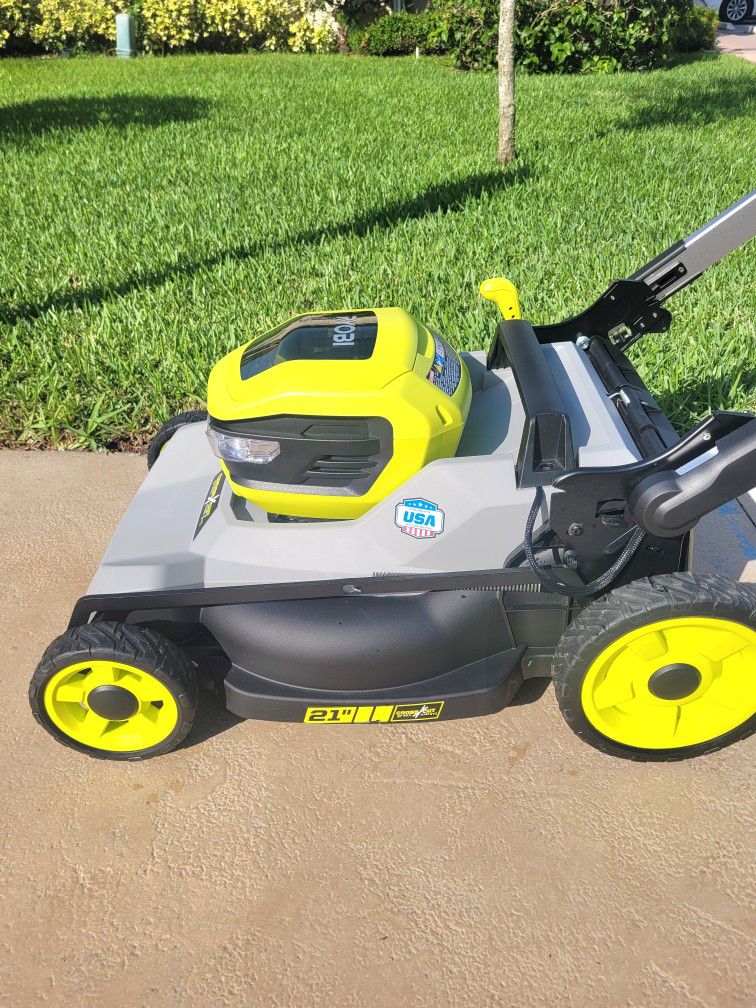 RYOBI 40V 21"  SELF-PROPELLED LAWN MOWER WITH 2  6AH BATTERIES, DOUBLE  BLADES (Retail $855)