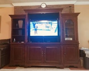 Cherry Cabinet w/ Center TV Console Stand / Side Cabinets Can Be Sold Separately