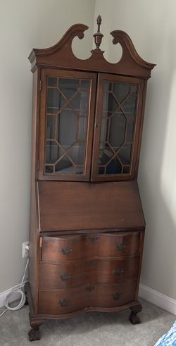 Vintage chippendale Walnut Wood Secretary