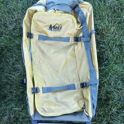 REI Rolling Duffel Bag - Moss Green / Yellow - 34”