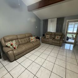 Power Reclining Sofa & Loveseat – 4 Recliners + USB Ports