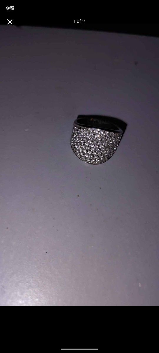 Moissanite Sterling Silver Pavé Ring Stamped HAN THAI