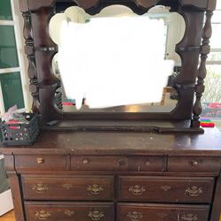 Solid Wood Dresser With Mirror