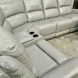 6-Piece Top Grain Leather Power Reclining Sectional