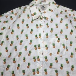 Kennigton Pineapple Vacation Tropical Print Mens Button Up shirt