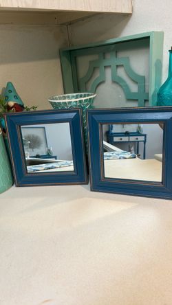 2 Wood Framed Square Accent Mirrors