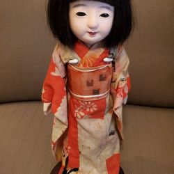 ANTIQUE JAPANESE ICHIMATSU DOLL- ORIGINAL CLOTHES- 16" TALL- PRE WWII