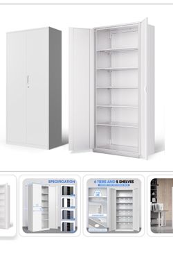NEW 71'' Metal Storage Cabinet, Locking Tool Cabinet With 5 Adjustable
