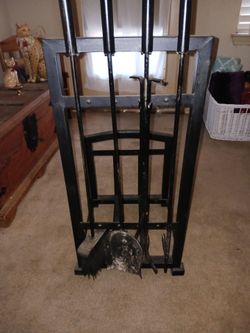 Fireplace tools w wood holder