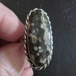 Hand Crafted Ocean Jasper Ring Sz 8