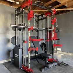 Smith Machine 200 | Adjustable Bench | 245lb Cast Iron Olympic Weights | 7ft Olympic Bar | Fitness | Gym Equipment | FREE DELIVERY/INSTALLATION 🚚 🛠️