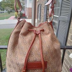 Dooney & Bourke Signature Canvas Bucket Handbag And Wallet