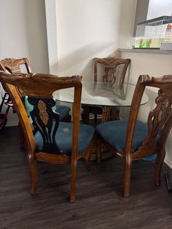 Dining table and four chairs