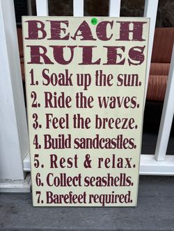 Beach Rules Decorative Wood Sign