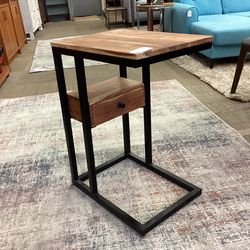 Faux Wood C Table w/ Drawer