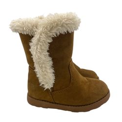 Cat & Jack toddler girls faux fur tall brown boots Size 7 