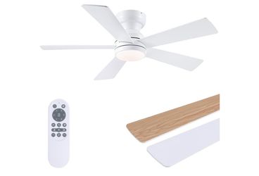 46" Flush Mount Ceiling Fan W/ LED Light and 6 Speed Remote