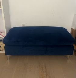 Navy Blue Velvet Bench / Ottoman