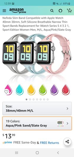 Nofeda Slim Band Compatible with Apple Watch 40mm 38mm, Soft Silicone Breathable