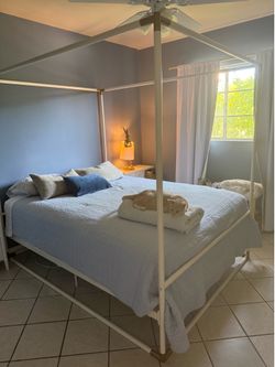 White metal canopy frame
