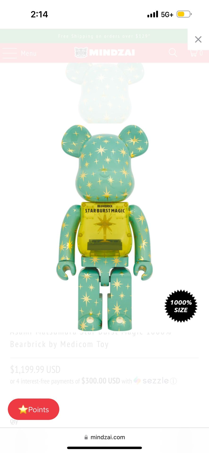 1000% Starburst Magic (light Up) Bearbrick - Perfect Condition
