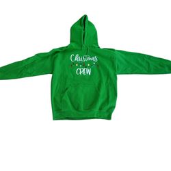 Gildan Festive Green Christmas Crew Hoodie Pullover Sweatshirts Spirit Day Girl Size Large 