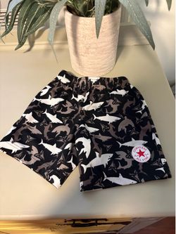 Converse Boys Shark Print Shorts - Black, Brown & White