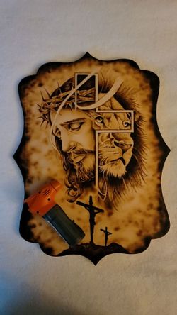 Jesus Custom Woodburned Canvas!!