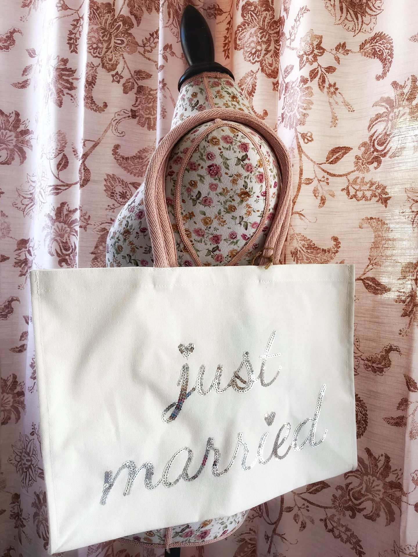 Canvas Just Married Tote