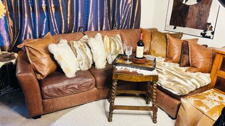 Waterfront Furnishings Genuine Leather Loveseat