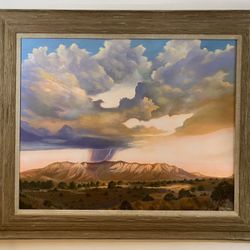 Oil painting on wood panel by Maurice Green 1987