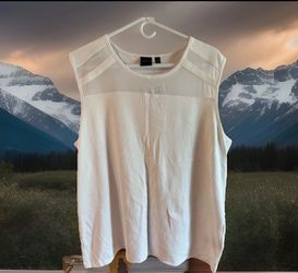 Rafaella 3X Sleeveless White 2 Sheer panels on Front of Top 100% Cotton NWT