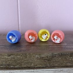Set Of 4 Vintage Easter Eggs With Sliding Chicks Inside