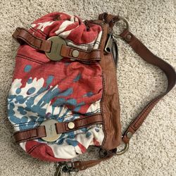 FOSSIL   Printed Canvas & Leather Bag 