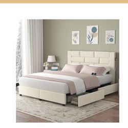 Full Size Bed Frame- Beige 