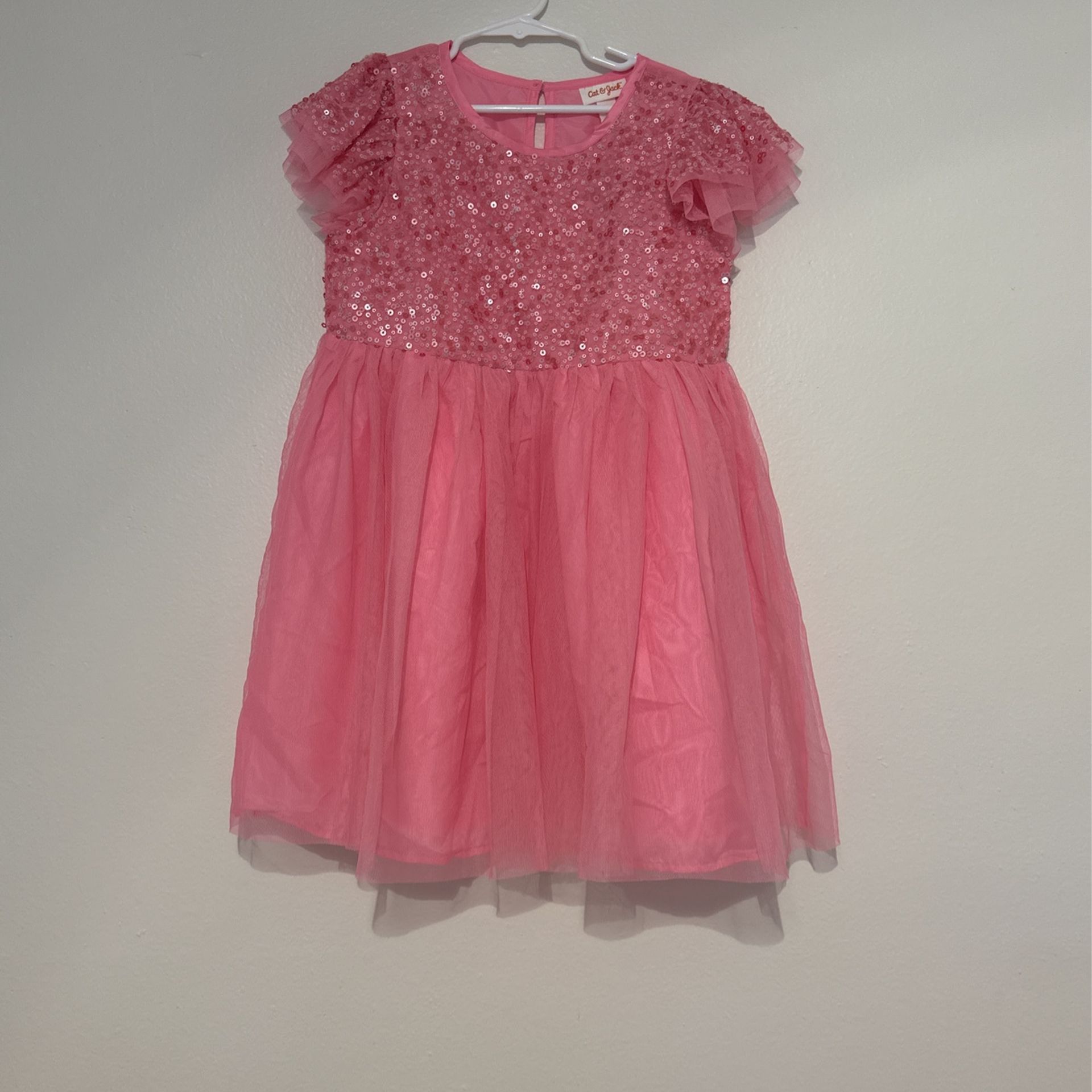 Girls Cat And Jack Pink Sequin Party Dress Size 8