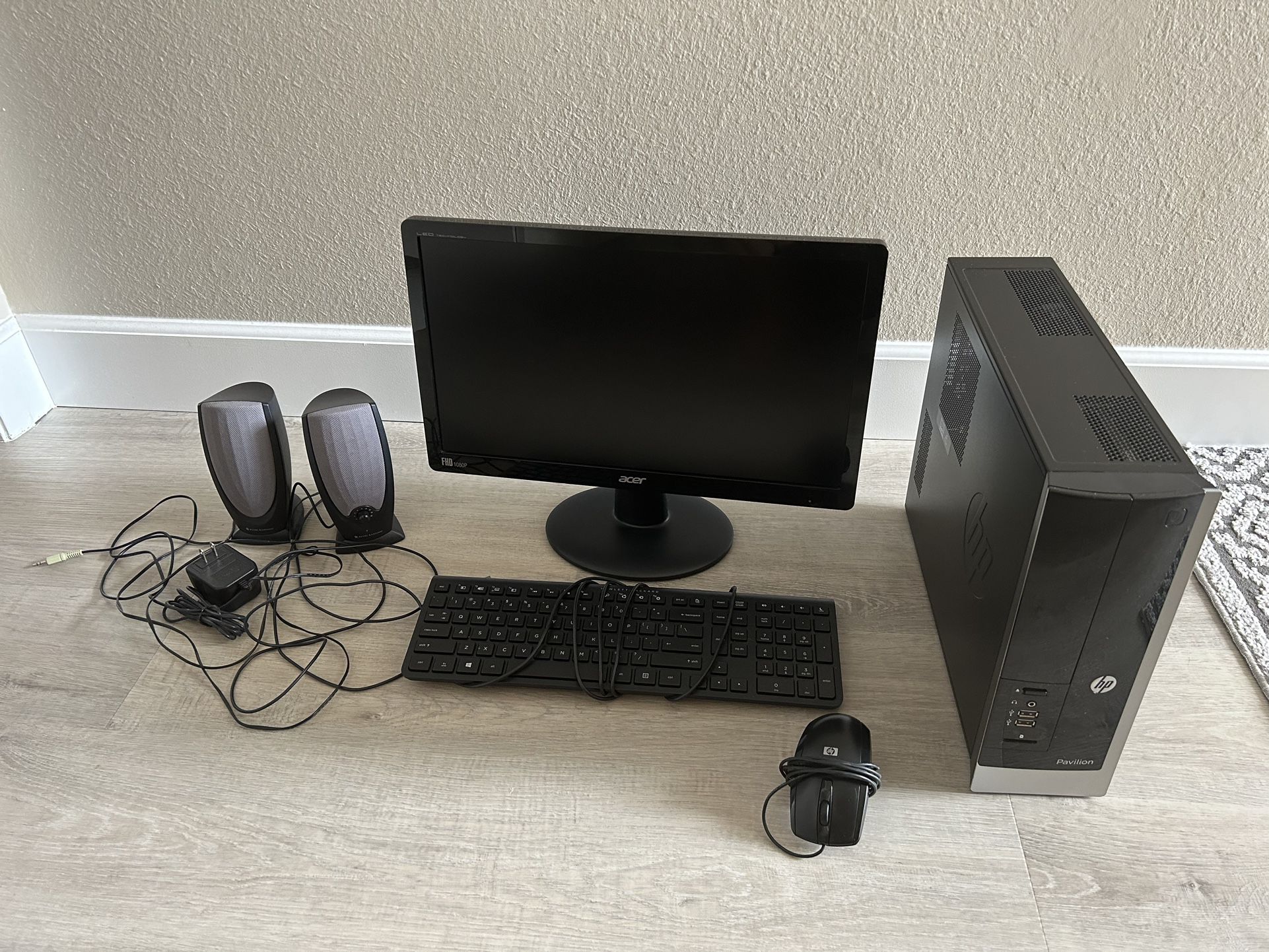 Full Computer Set with HP Pavilion Slimeline 400 Desktop and Acer monitor