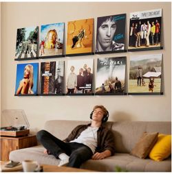 mfogo Vinyl Record Shelf Wall Mount, 12 Pack Album Record Holder Wall, 12 inch Vinyl Record Storage Shelves Wall