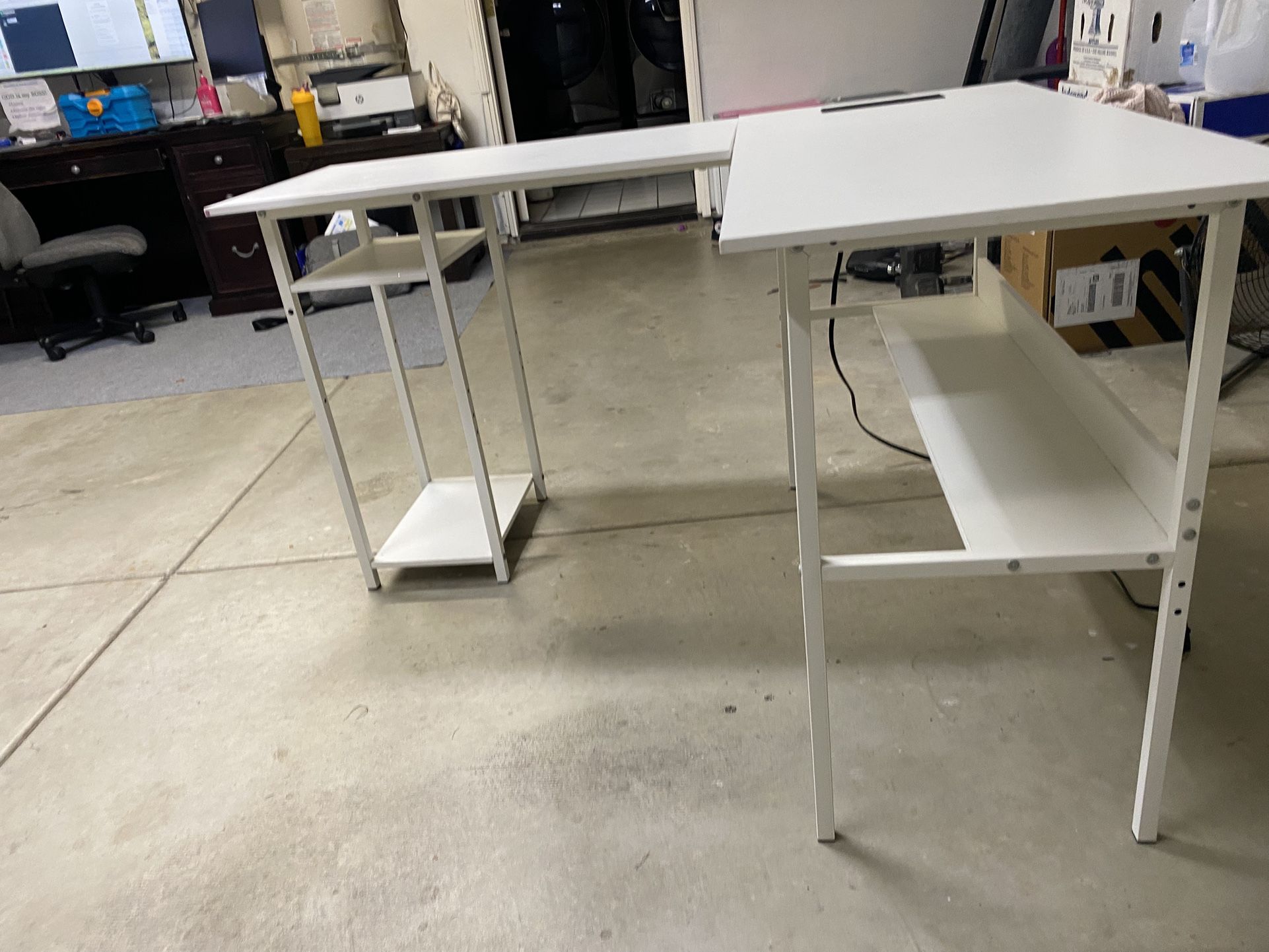 L Shaped White Desk 