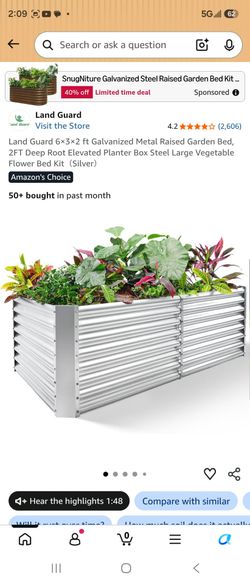Land Guard 8×4×2 ft Galvanized Raised Garden Bed Kit, Galvanized Planter Raised Garden Boxes Outdoor, Large Metal Raised Garden Beds for Vegetable.
A