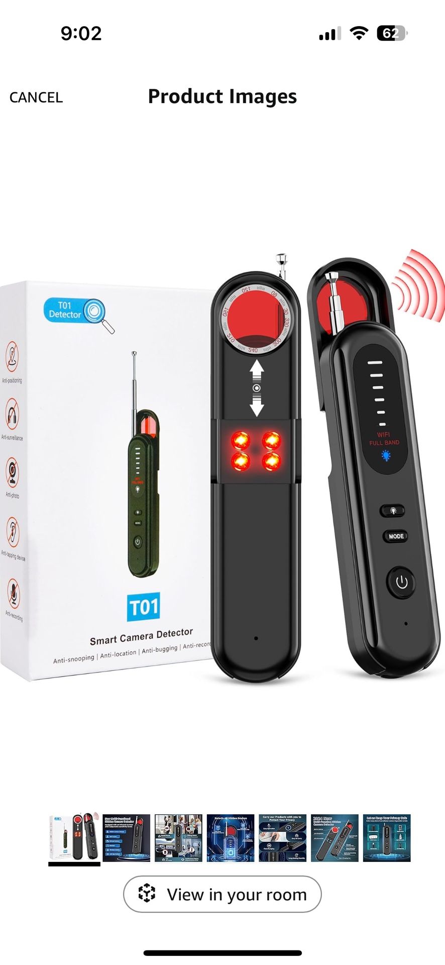Hidden Camera Detectors, Portable Anti Spy Camera Finder GPS Tracker Detector for Travel, Hotels, Car