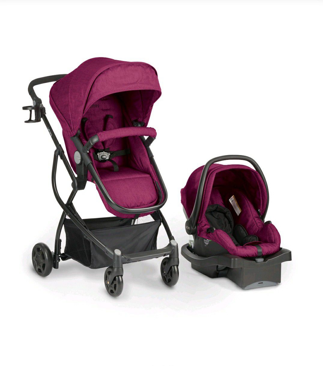 Evenflow Urbini Omni Travel system with LiteMax Infant Car Seat Raspberry Fizz Pink