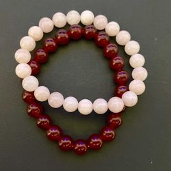 Garnet and Sakura Stone Bracelet