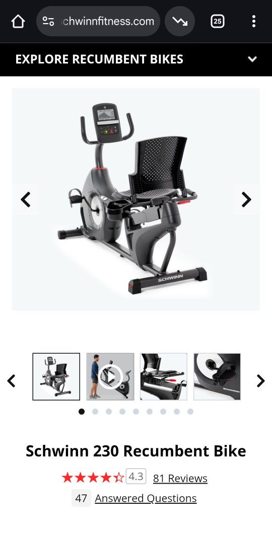 Schwinn Recumbent Stationary Bike