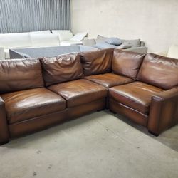 Pottery Barn Leather 3 Peice Changeable Sectional Sofa