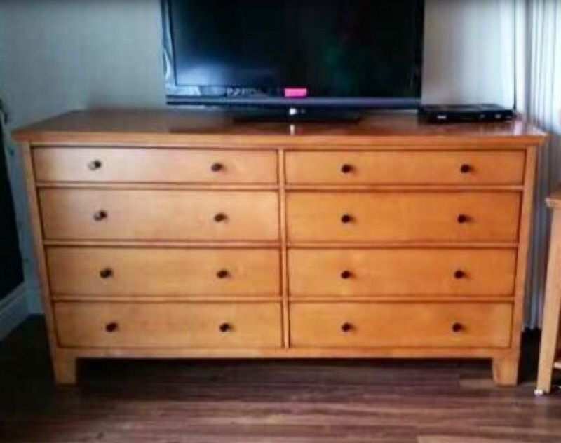 Pottery Barn Valencia Extra Wide Dresser + 2 Matching Valencia Nightstands in Honey Color! Orig. $2,000+