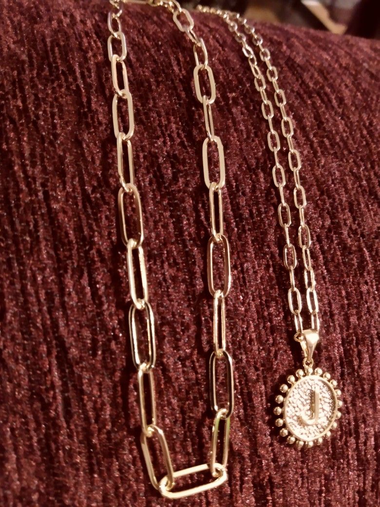 Layered Choker Necklaces Letter 'J '