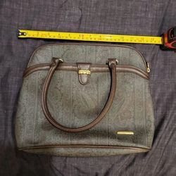 Liz Claiborne Vintage Paisley Pattern Vinyl Handbag With Burgundy Trim Pre Owned