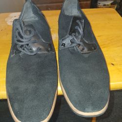 Steve Madden Mens Size 12 Black Suede Leather Lace Up Oxford P-Foldd