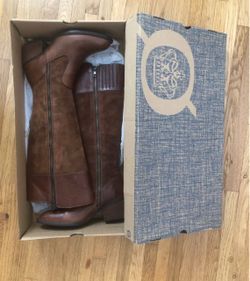 Born Brown Leather Knee-High Zip Boots